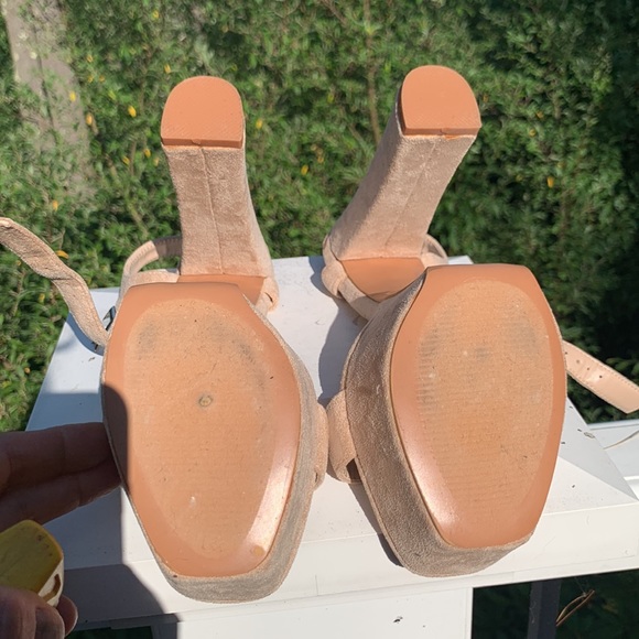 70’s NUDE PLATFORM SANDALS VEGAN SUEDE - Picture 11 of 16